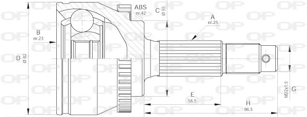 OPEN PARTS Шарнирный комплект, приводной вал CVJ5597.10